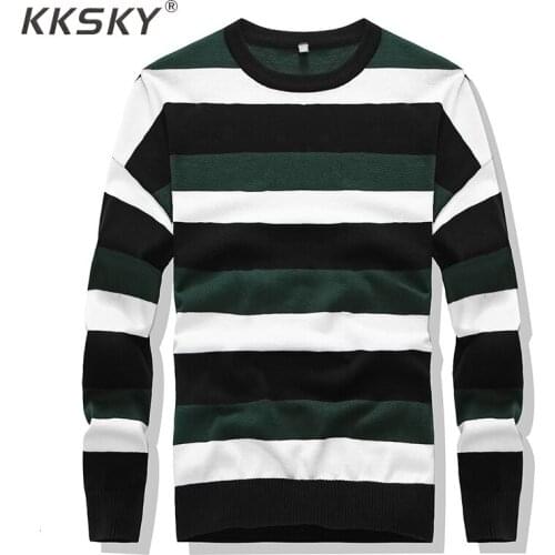 O-Neck Long-sleeved Sweaters Pullover 100% Cotton Striped Warm Sweater Autumn And Winter For Homme Pullover Colthes Hot Sweater
