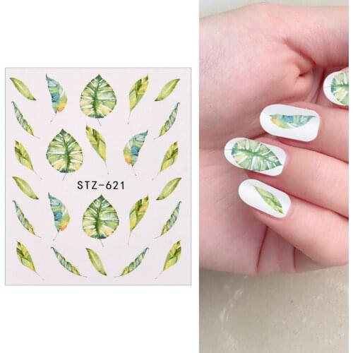 1/4 Pcs Tattoo for Manicure Foil Tips Romantic Flower Leaf Series Water Transfer Slider Decals Spring Nail Art Decoration Design