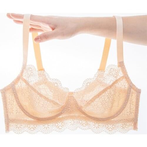 Meizimei Ultra Thin Bras For Women Transparent Bralette Lace Brassiere Girl Push Up Plus Size Top BH Floral ABC Cup Lingerie
