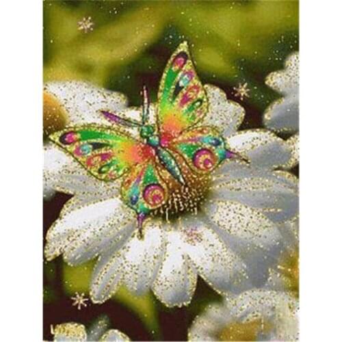 Butterfly And Flower Printed Water-Soluble Canvas 11CT Cross-Stitch Embroidery Patterns DMC Threads Knitting Needle