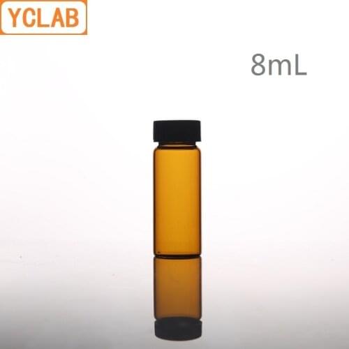 YCLAB 8mL Glass Sample Bottle Brown Amber Screw with Plastic Cap and PE Pad Laboratory Chemistry Equipment