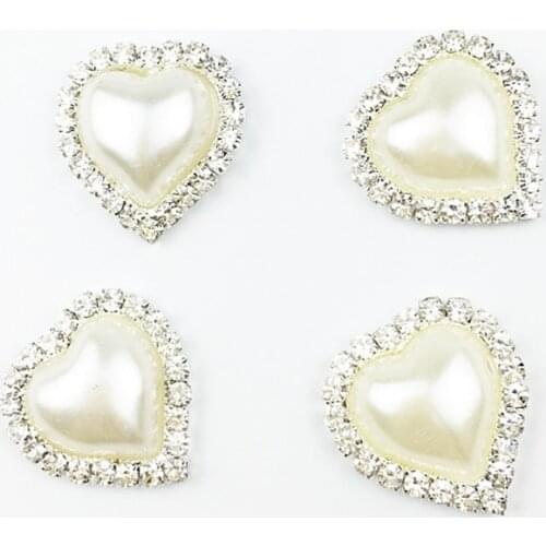 10Pcs 2.1*2.2CM Heart Shape White Limitation Pearls Flatback Rhinestone For DIY Craft Garments Jewelry Decoration Metal Claw