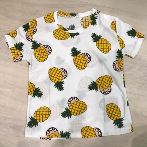 Casual Harajuku Kawaii T-Shirts Women Femme T Shirt Tops Tee Vintage Womens Fruit Animal printing Tees Loose Stretch Female Tees