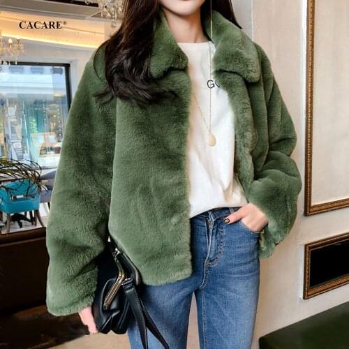 CACARE Faux Fur Women Coat Winter Faker Fur Coats Jacket Teddy Colorful Fur 4 Choices F2973 Oversize S-3XL Covered Button