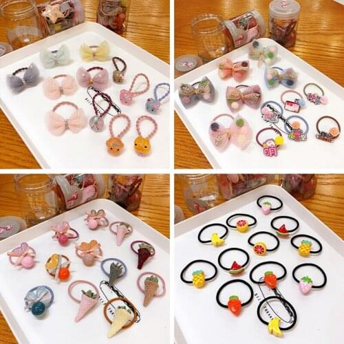 12 Pcs/Set Children Cute Cartoon Fruit Flower Elastic Hair Bands Baby Girls Lovely Scrunchies Rubber Bands Kids Hair Accessories
