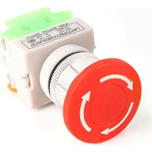 2pcs 22mm Stop Switch Latching Emergency Control NO NC Red Mushroom Push Button For Control The Electromagnetic Starter
