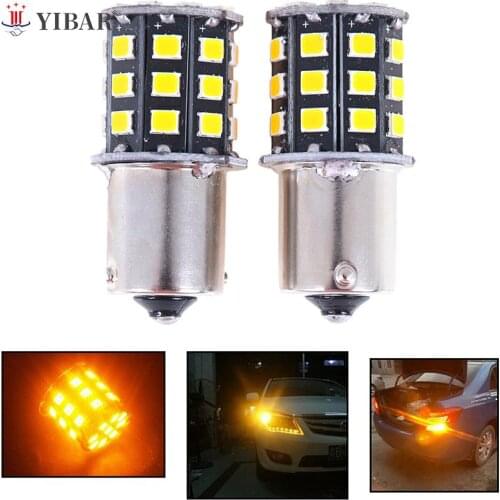 2pcs BAU15S 7507 PY21W 1156PY High Power Amber Yellow 33 SMD 2835 LED Bulb For Front Turn Signal Lights Direction Indicator Lamp