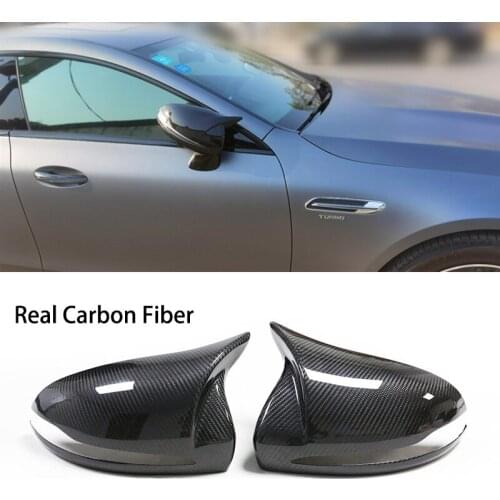 For Mercedes Benz GT50 GT53 GT63 GT63 S X290 2pcs Real Carbon Fiber Car Ox Horn Side Rear View Mirror Cap Shell Cover Trim