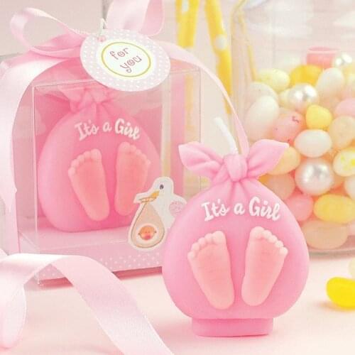 2pcs/lot Cake Candle Baby Feet Shape Full Moon Cake Smoking Candles For Wedding Birthday Party Supplies Boy girl Birthday gift