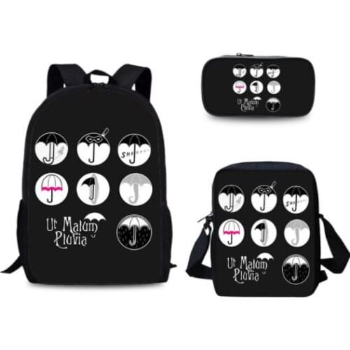 3Pcs/Set The Umbrella Academy School Bag Cute Pattern Backpack for Student Bookbag Youth Pencil Bag Teenager Mochila Escolar