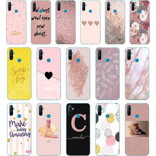 331FG Gold Rose Glitter Love gift Soft Silicone Tpu Cover phone Case for OPPO A5S A7 AX7 A5 A9 2020 Reslme C3