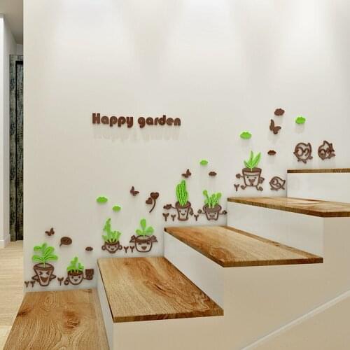 WS122 Flower basin 3D stereo wall with acrylic childrens room closet cartoon cartoon bedroom living room staircase room