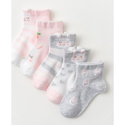 5 Pairs/Lot New Children Cartoon Cotton Socks Boy Girl Fashion Mesh Socks For Spring Summer Baby Cute Kids Gifts CN
