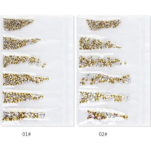 6 Grids/Pack 25 Models Sharp Bottom Diamond Stone Nail Rhinestone Small Irregular Manicure Nail Art Decoration Accessories