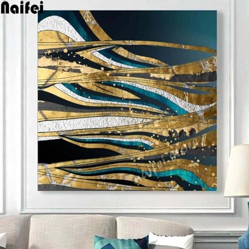 Golden lines Diamond Painting Full Drill 5D Diamond Embroidery Cross Stitch Mosaic DIY Handmade Gift pattern abstract painting