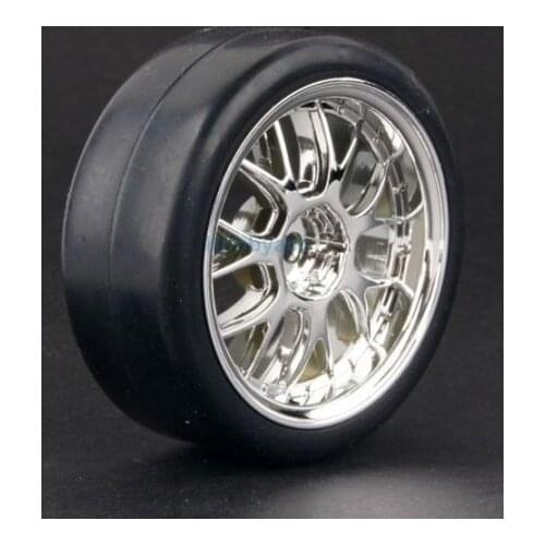 4pc 1/10 On-Road Car Tires 26*64MM plating Wheel Rim Rubber Tyre for HSP Tamiya HPI Kyosho Sakura 94122 94123 D3 D4 CS tt02 9030