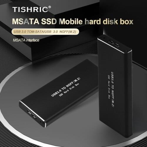 TISHRIC 10TB Mobile Hard Disk Box USB 3.0 to M-SATA HDD Case USB to NGFF M2 SSD Case External Hard Drive Box HDD Enclosure
