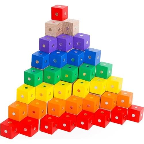 Wood Block Toys 10Pcs DIY 3D Magnet Cube Model Building Blocks For Kids Learning Educational Math Toys Christmas Gifts