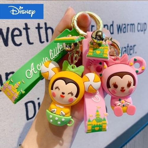Disney Creative Cute Female Car Dessert Mickey Minnie Keychain Ins Couple Cartoon Small Pendant Key Chain Wholesale Keyring