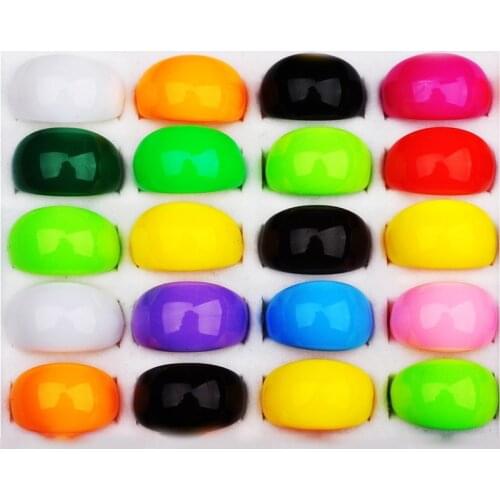 10pcs/lot Wholesale Bulk Mixed Candy Color Resin Lucite Chunky Rings Jewelry Size 16-20mm Finger Jewelry Gift