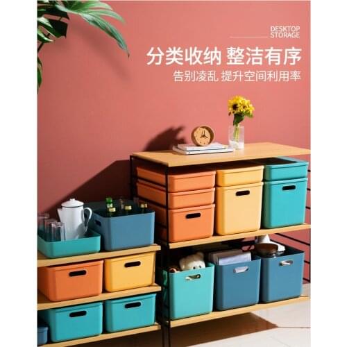 Colorful Thickened Plastic Storage Box Bin With Lid Clothes Sock Household Storage Handles Closet Shelf Basket Container