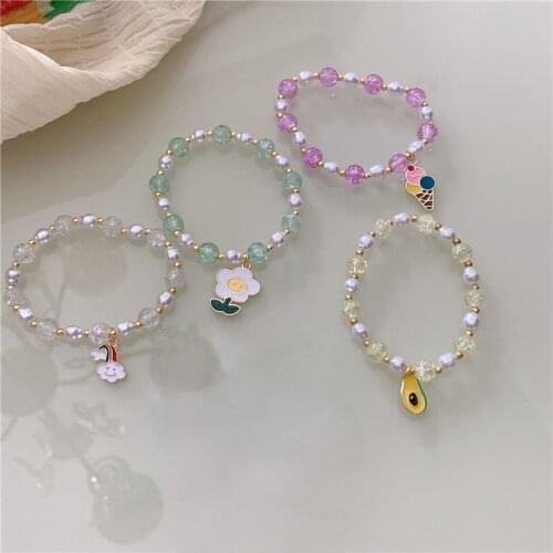 Flower Icy Crystal Beaded Bracelet Design Sense Pearl Bracelet Bracelet Girl