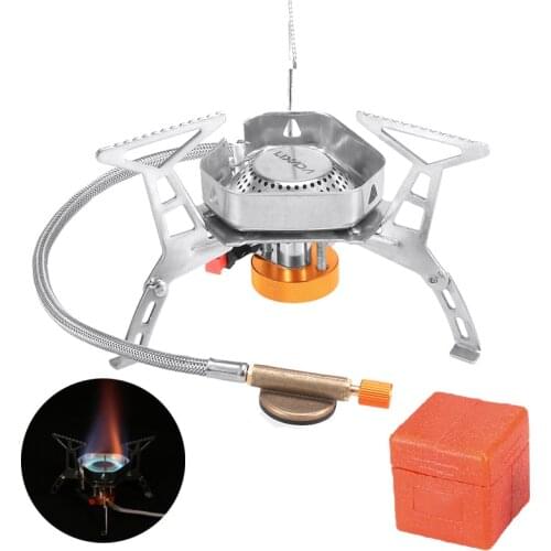 Lixada Camping Gas Burner Windproof Foldable Camping Stove Stainless Steel Outdoor Picnic Cookware Camping Equipment With Box