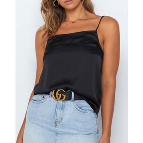 Silk Satin Thin Wild Solid Camis Vest Women Tank Tops Female 2021 Summer Sexy Strap Basic Top Chiffon Sleeveless Camisole 9219