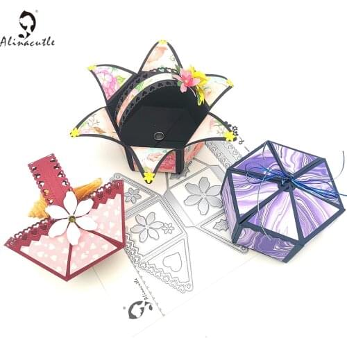 Alinacutle Metal Cutting Dies Cut Cute Basket Gift Box Scrapbooking Paper Craft Handmade Album Card Punch Art Knife Dies