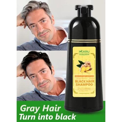 Mokeru 2pcs/Lot Organic Plant Essence Natural Ginger Black HairDye Non-Scalp Permanent Black Gray Hair Dye Shampoo For Woman Men