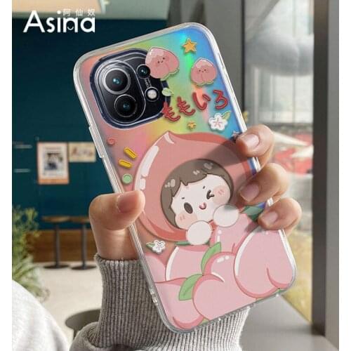 ASINA Cartoon Laser TPU Case For Xiaomi Mi11 Ultra 10 Lite Soft Transparent Fundas For Xiaomi Poco F3 F2 Pro Cute Coque Girl