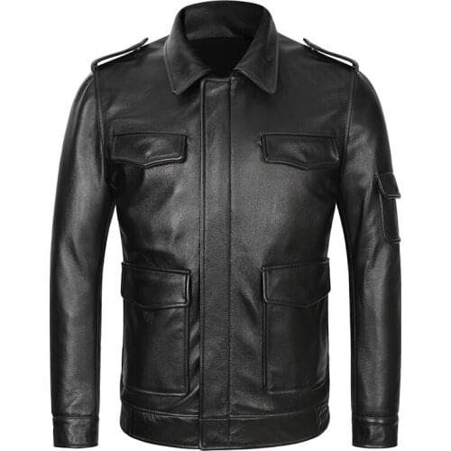 Force Mens Air Flight Real Genuine Thick Cow Leather Jackets Men Pilot Aviator Coat Autumn Winter Multi-pocket