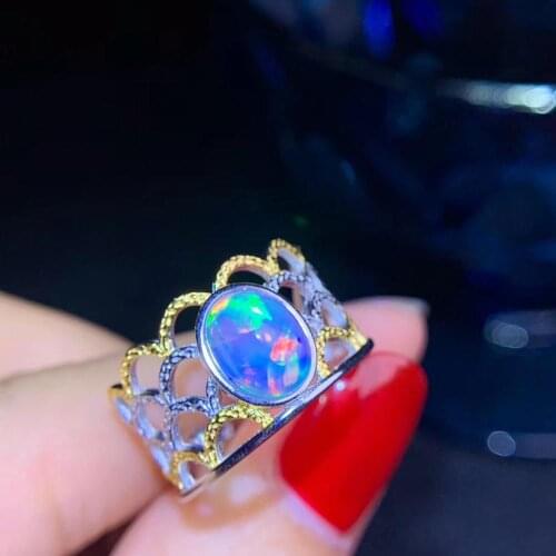 Man woman ring good fireworks gem ring graceful Opal ring silver jewelry strong power ring birthday gift party silver ring