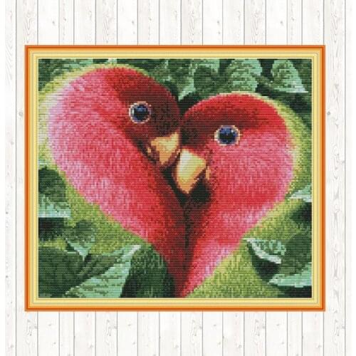 Love Bird Patterns Printed Cross Stitch Set 11ct DMC Counted Embroidery Kit 14ct DIY Needlework Print on Canvas Aida Fabric Gift
