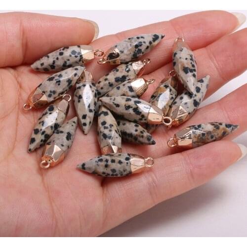 New Natural Stone Pendant Irregular Damation Jaspers Faceted Pendant Necklace For DIY Jewelry Best Birthday Gift Size 13x26mm