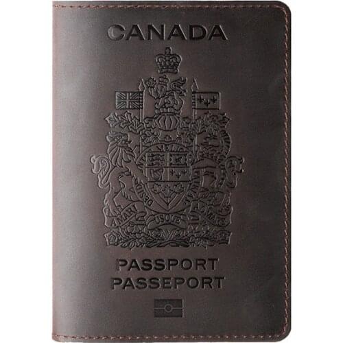 Canada Genuine Leather Passport Cover For Canada Credit Card Holder Passport Case Unisex Travel Wallet