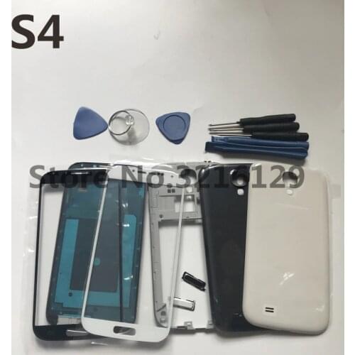 Full Housing Case Middle Frame+Back Cover+Glass Lens+Button+Tools Replacement Parts For Samsung Galaxy s4 i9505 i9500 i9506 i337