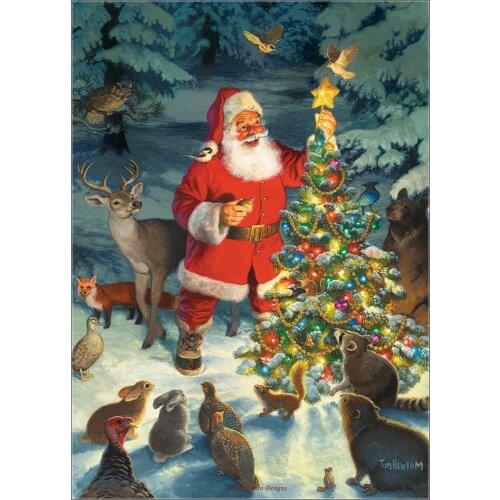 Counted Cross Stitch Kits Needlework Embroidery - Crafts 14 ct Aida DMC Color DIY Arts Handmade Home Decor - Santas Tree