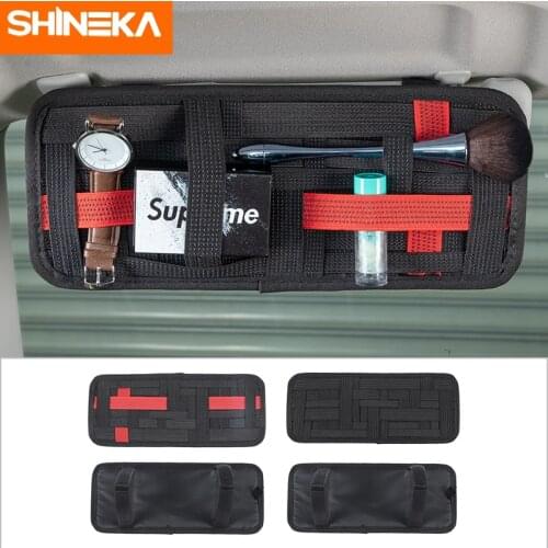 SHINEKA Car Sun Visor Pen Data Line Holder Organizer Storage Bag Sunglasses Clip Sunshade Bag Stowing Tidying Car Accessories
