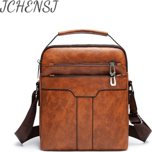 JCHENSJ Leather Male Shoulder Bag Large Capctity Mens Handbag Travel Working Vintage Cross Body Bags For Men