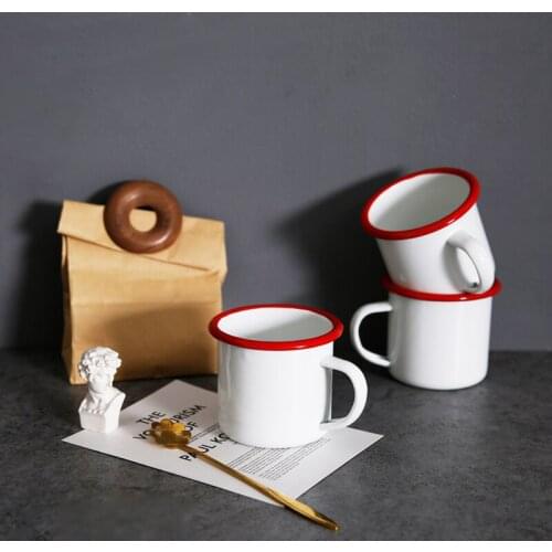 Japanese style thickened white enamel mug household toothbrush cup porcelain enameled tea coffee beer water cup
