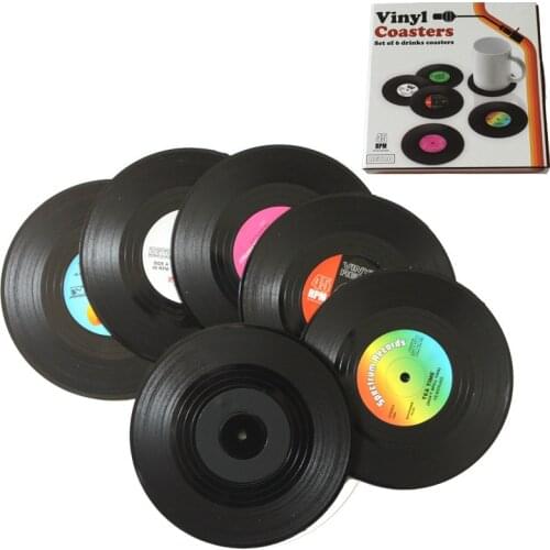 Vinyl Record Table Mats 2/4/6 pcs Drink Coaster Table Placemats Heat-resistant Nonslip Pads Home Decor Creative Cup Coaster