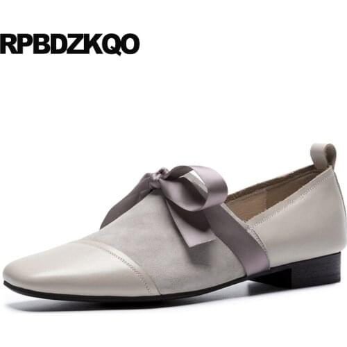 Black high quality designer shoes women luxury 2019 square toe ladies flats gray suede slip on leisure china genuine leather