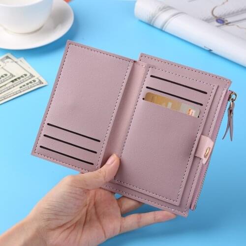 Women Small Credit Card ID Card Holder Solid Color Multi-slot Wallet Female Soft PU Leather Mini Coin Purse Girls Pocket Wallet