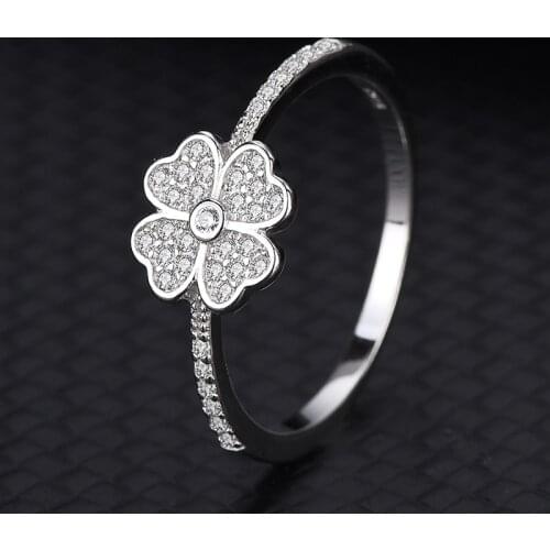 New Explosion S925 Sterling Silver Clover Ring Female Europe And The United States Simple Fashion Index Finger Ring
