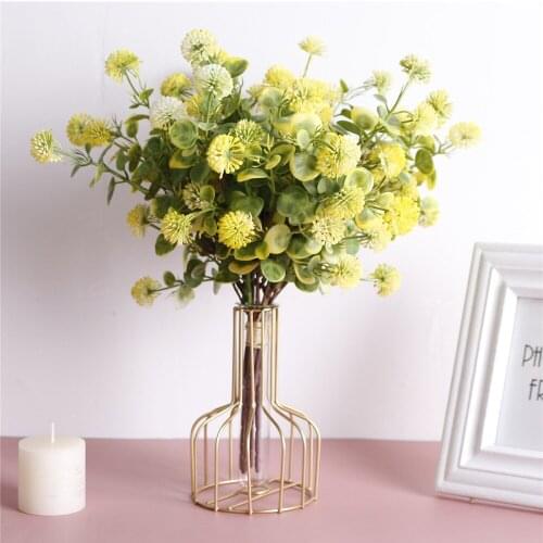 1 Bunch Of Artificial Dandelion Hydrangea Bouquet Wedding Bride Holding Flowers Home Decoration Plastic Flower Room Decoration
