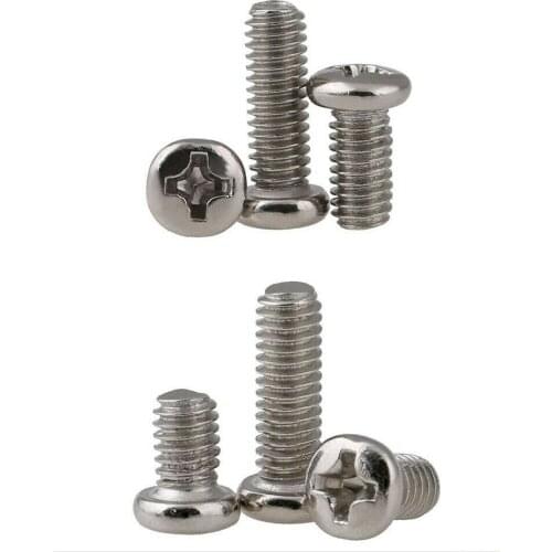 100PCS M3 - M5 carbon steel nickel plated round head screws cross pan head screws
