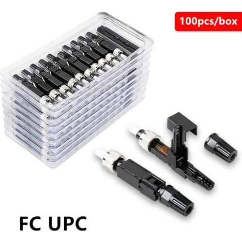 100 PCS Embedded FC UPC Fiber Optic Fast Connector FTTH SM Fiber Optic FC Quick Connector FC adapter Field Assembly 0.3db Rapid