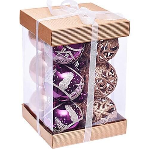 12Pcs/Set Christmas Balls Fashion Glitter Hollow Hanging Ball Ornament Christmas Tree Decor Accessories Photography Props