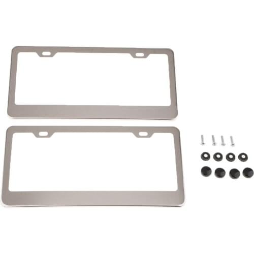 2 Pieces 2Holes Stainless Steel Polish License Plate Frame and Screws